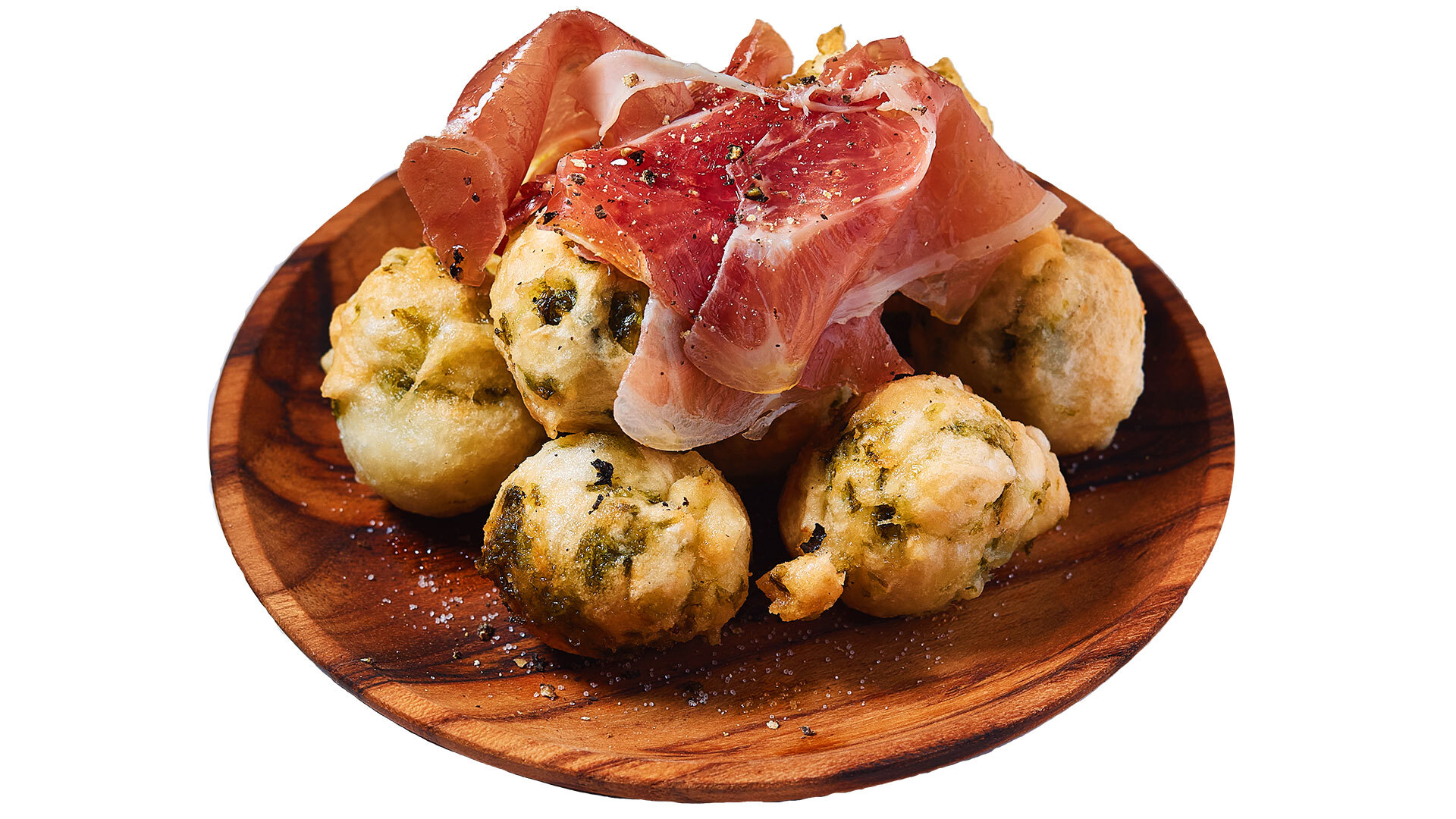 『たちのみ 台東STAND』：「ゼッポリーニ 生ハム乗せ」￥680