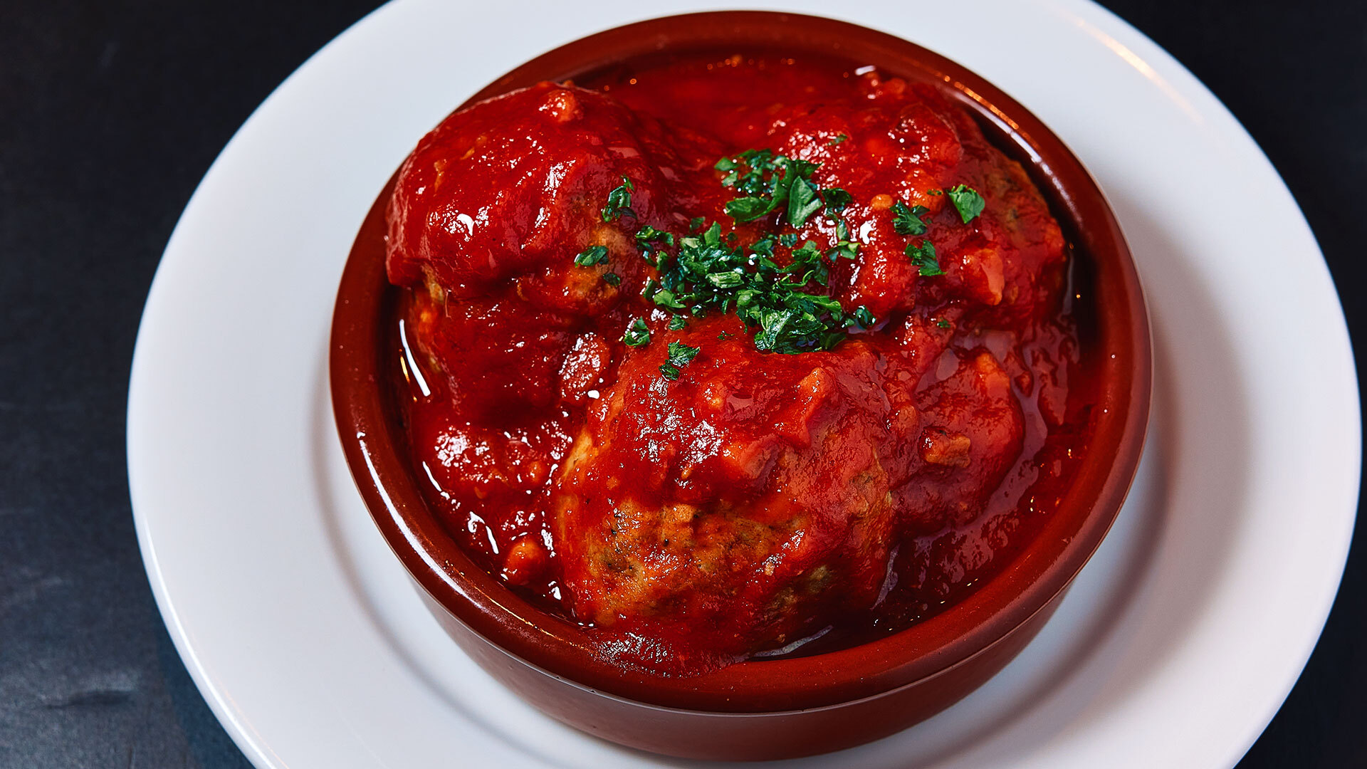 『たちのみ 台東STAND』：「スペイン風ミートボール アーモンドトマトソース」￥680