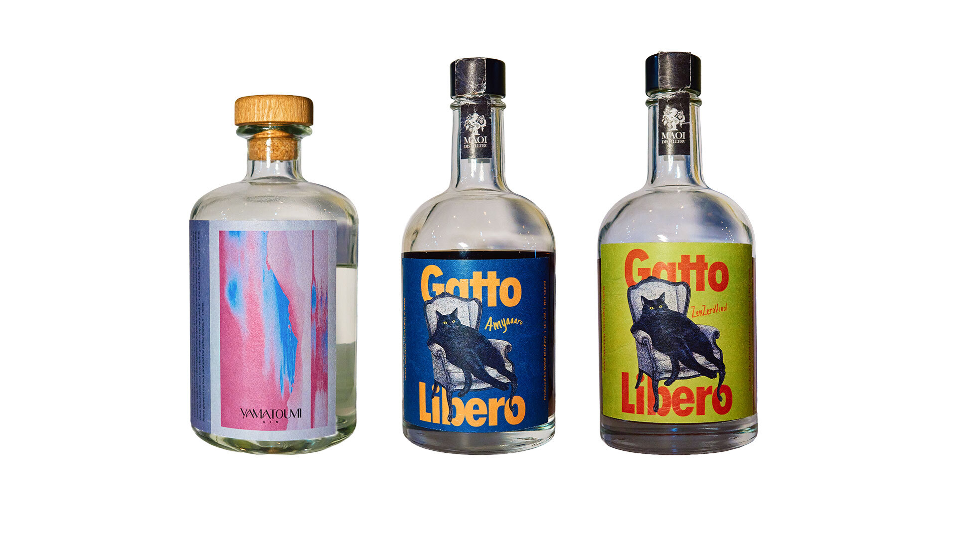 『韻STUDIO』：写真左から「YAMATOUMI」、2種類の「ガットリベロ」