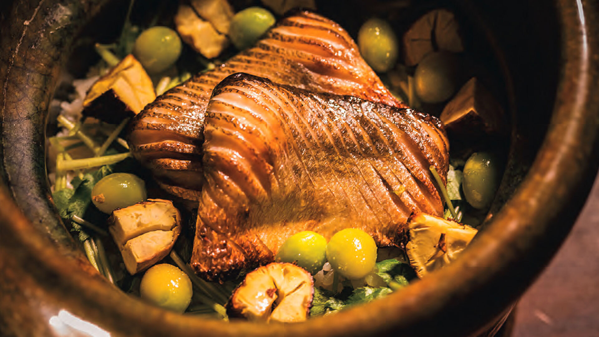 『せろ』：「かますと新銀杏と栗の土鍋ごはん」